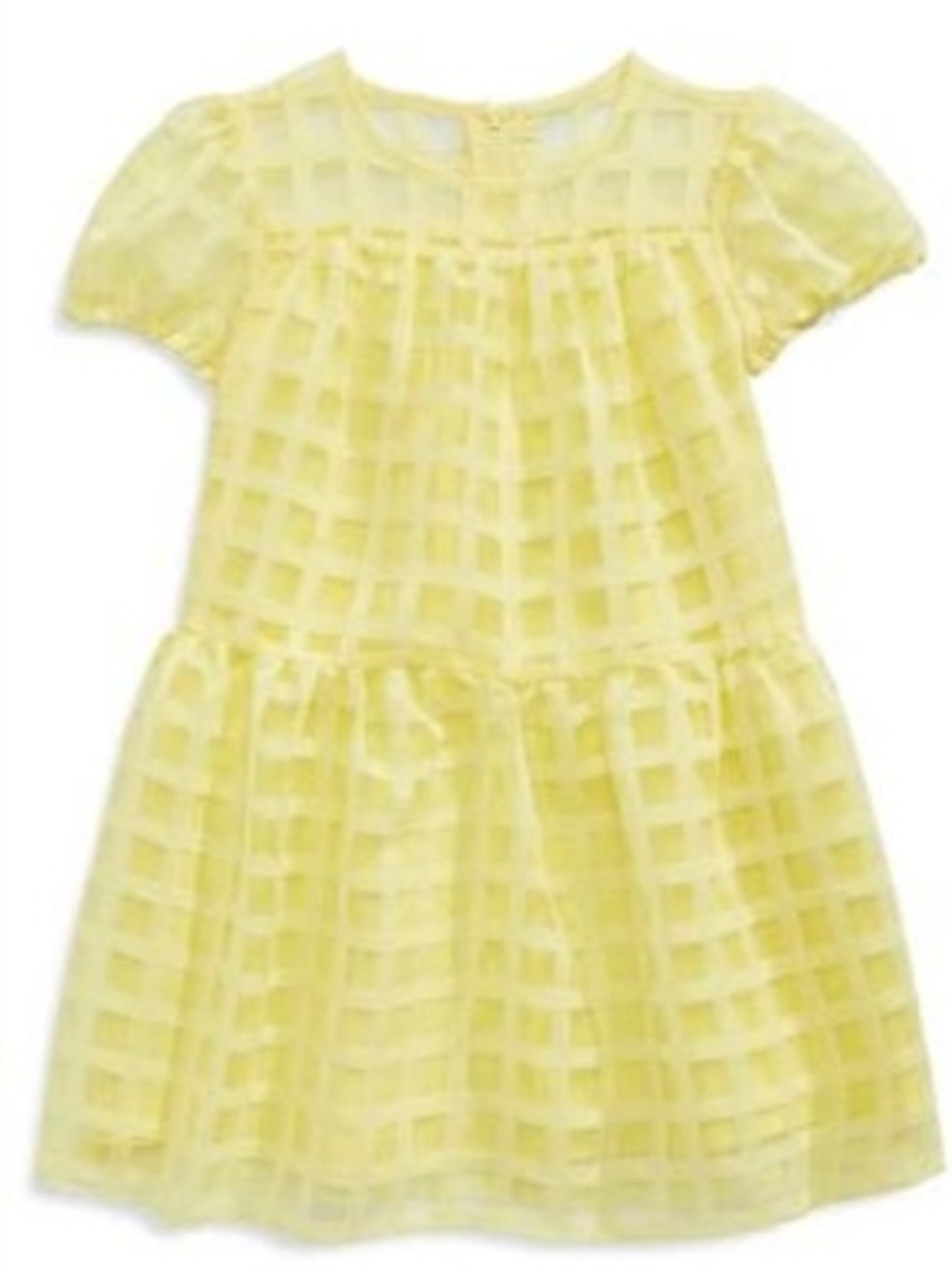 Yellow Girls' Check Organza Dress